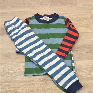 Hanna Andersson Kids Pajama Set - Blue, Green, Red Stripes